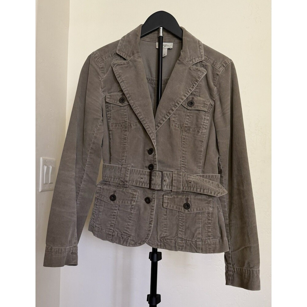 Vintage Corduroy Belted Blazer Jacket Super Flattering 90s Style Size 6 Women’s